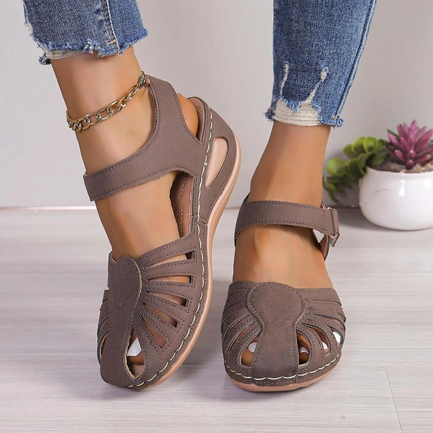Womens Sandals Athletic Sport Comfortable Sandals Platform Walking Sandals Hiking Sandals Wedge Sandals with Closed Toe