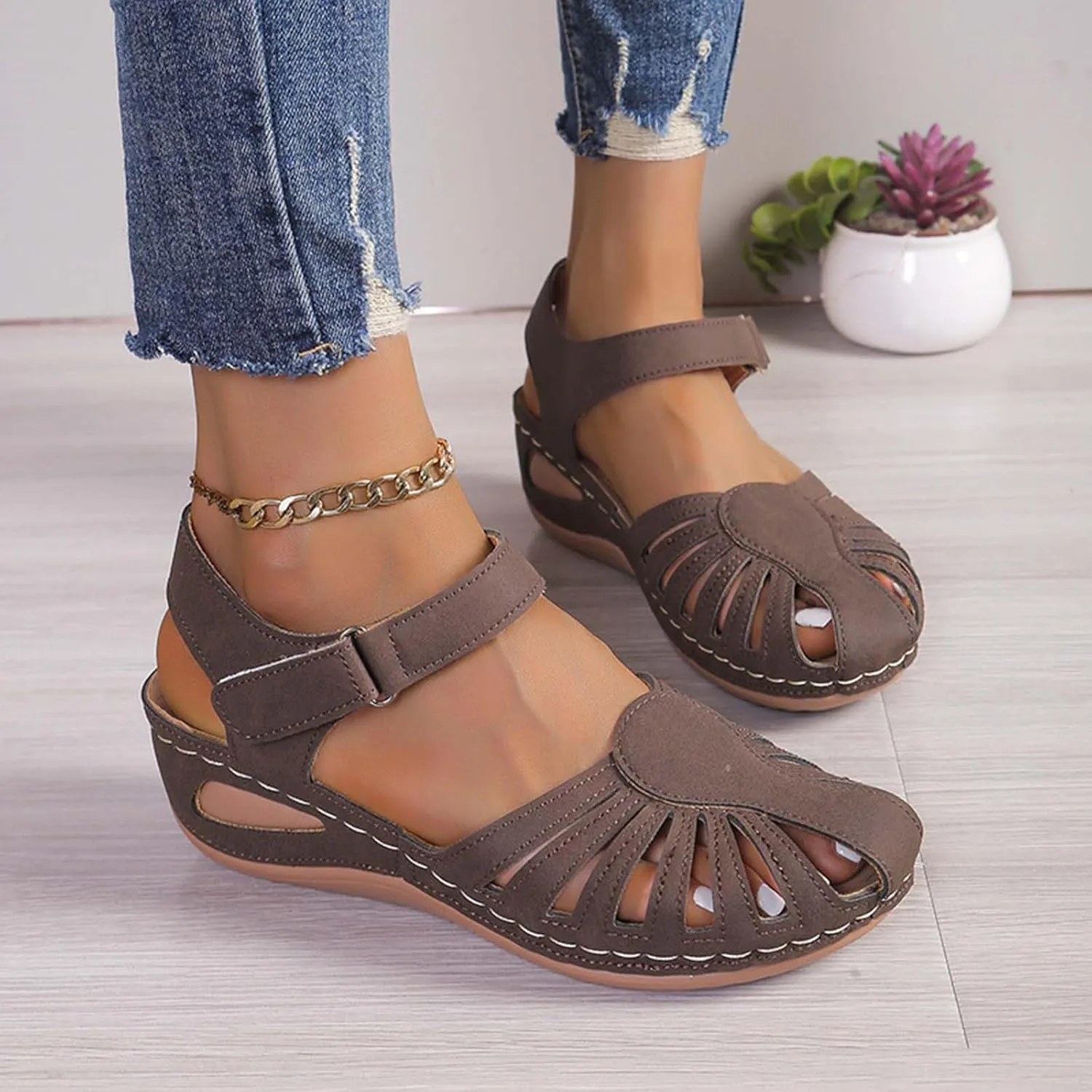 Womens Sandals Athletic Sport Comfortable Sandals Platform Walking Sandals Hiking Sandals Wedge Sandals with Closed Toe