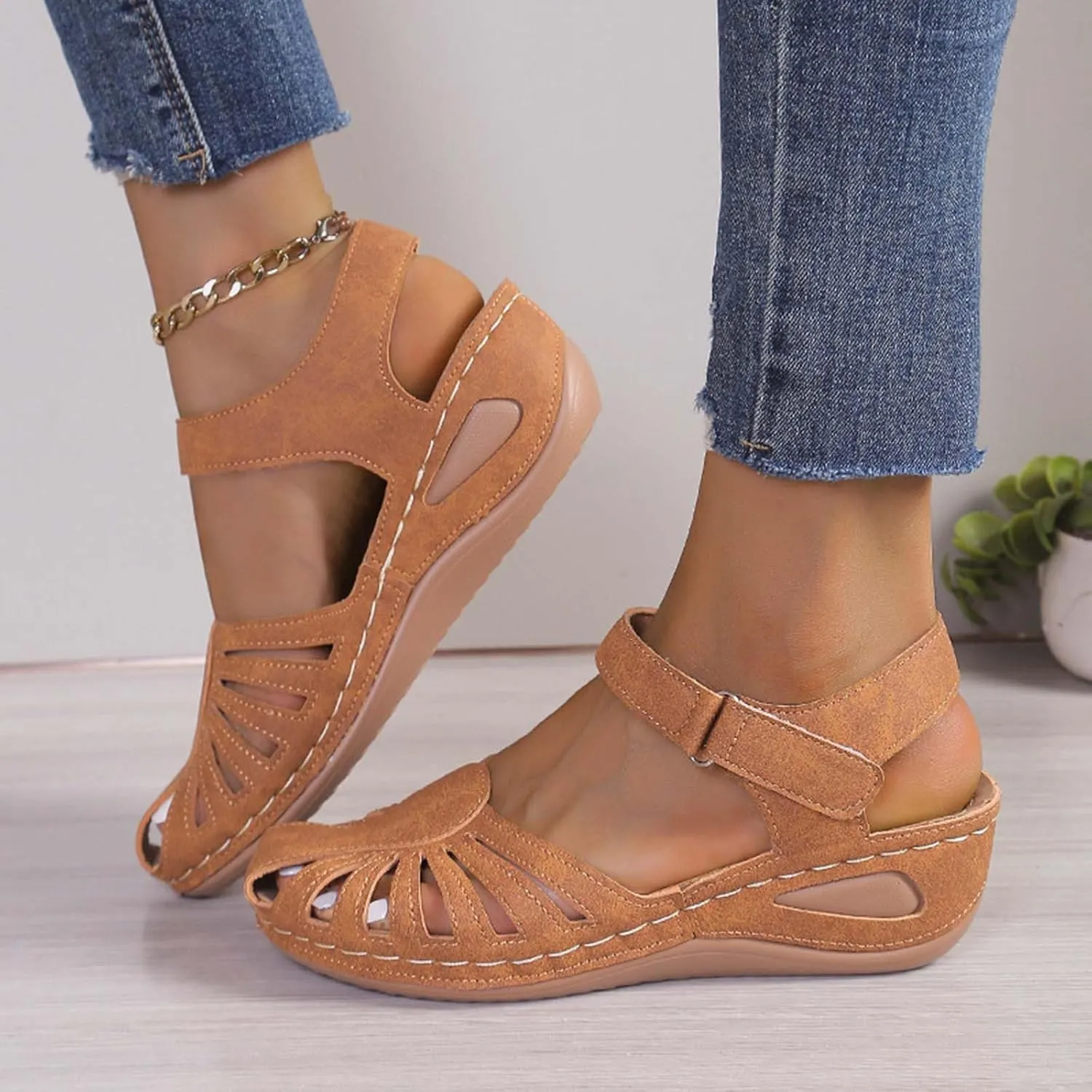 Womens Sandals Athletic Sport Comfortable Sandals Platform Walking Sandals Hiking Sandals Wedge Sandals with Closed Toe