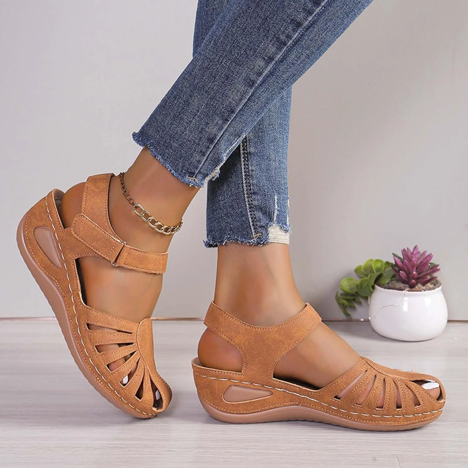 Womens Sandals Athletic Sport Comfortable Sandals Platform Walking Sandals Hiking Sandals Wedge Sandals with Closed Toe