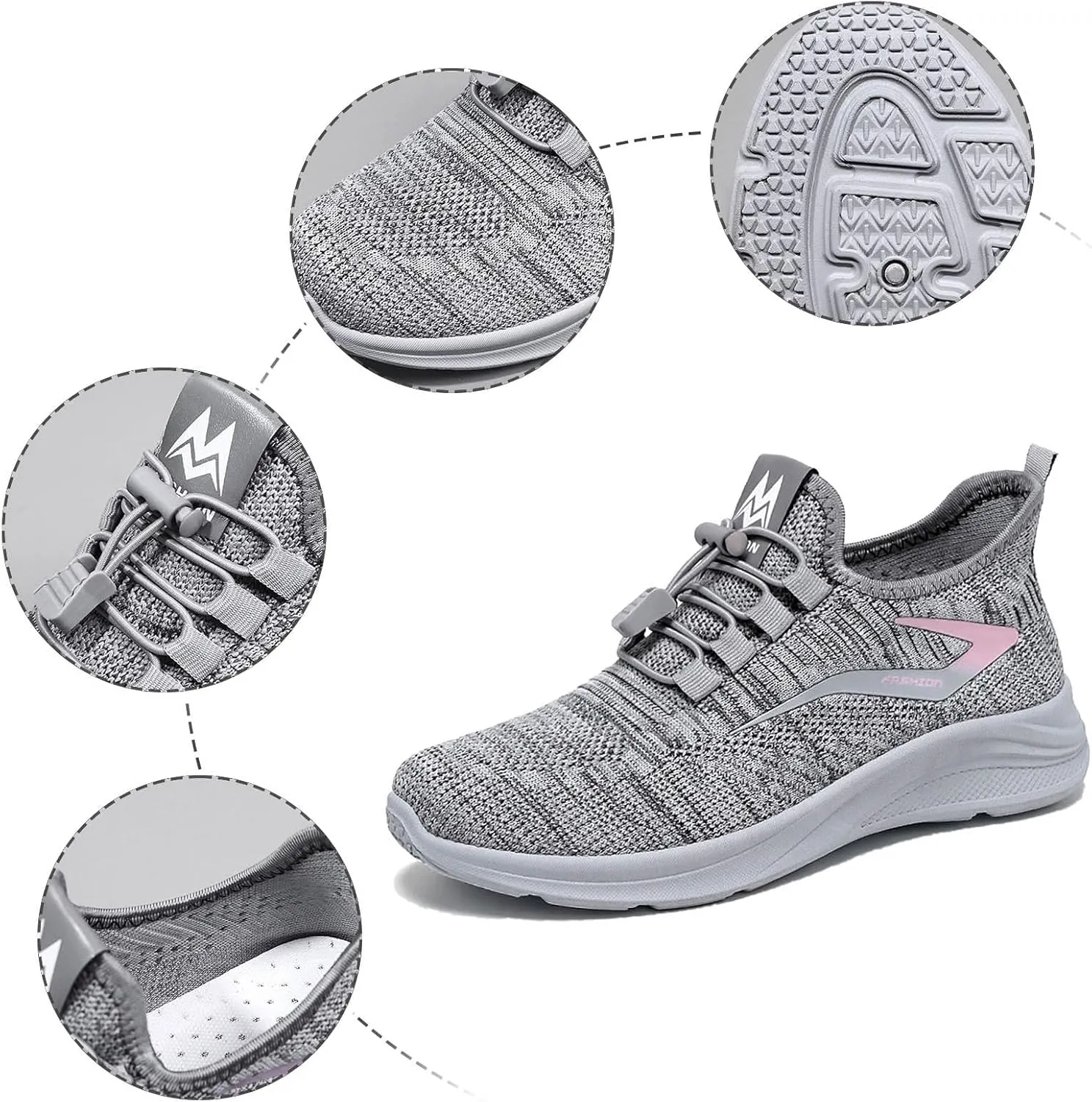 Womens Slip On Running Shoes Casual Non Slip Walking Shoes Lightweight Breathable Flat Workout Sneakers