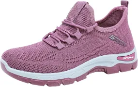 Women's Stretch Knit Slip on Lace Sneaker Comfortwear Orthopedic Arch Support Gym Tennis Athletic Mesh Sports Shoes