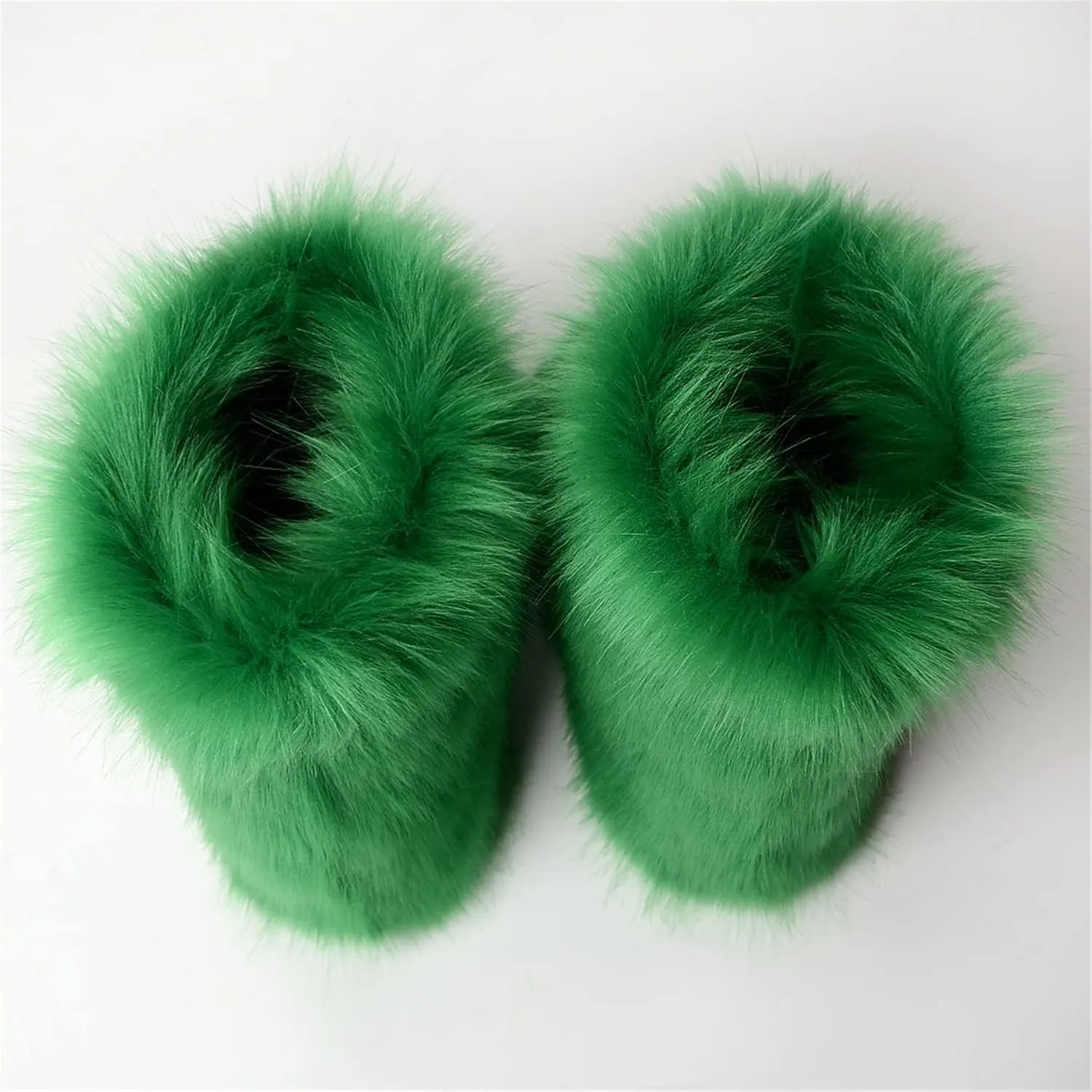 YESBOR Women's Faux Fur Boots Fluffy Mid-Calf Fuzzy Winter Snow Boots Outdoor Flat Shoes