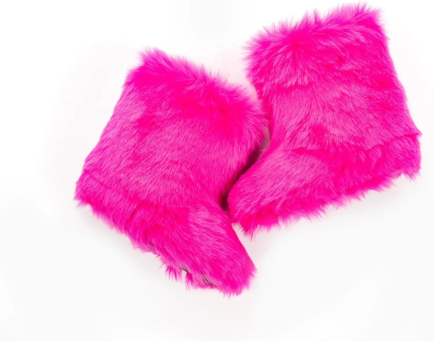 ZVC Women's Faux Fur Boots Furry Snow Boots Comfortable Fluffy Winter Boot Warm Fuzzy Mid-Calf Boot Outdoor Indoor Flat Shoes